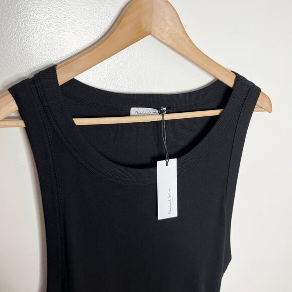 Michael Stars Womens Wren Midi Dress 3X Black Ribbed Side Slit Comfort Casual - Picture 5 of 11